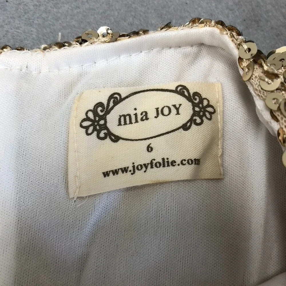 Mia Joy Sequin Dress Girls 6 Gold Short Sleeve Party Wedding Holiday Formal